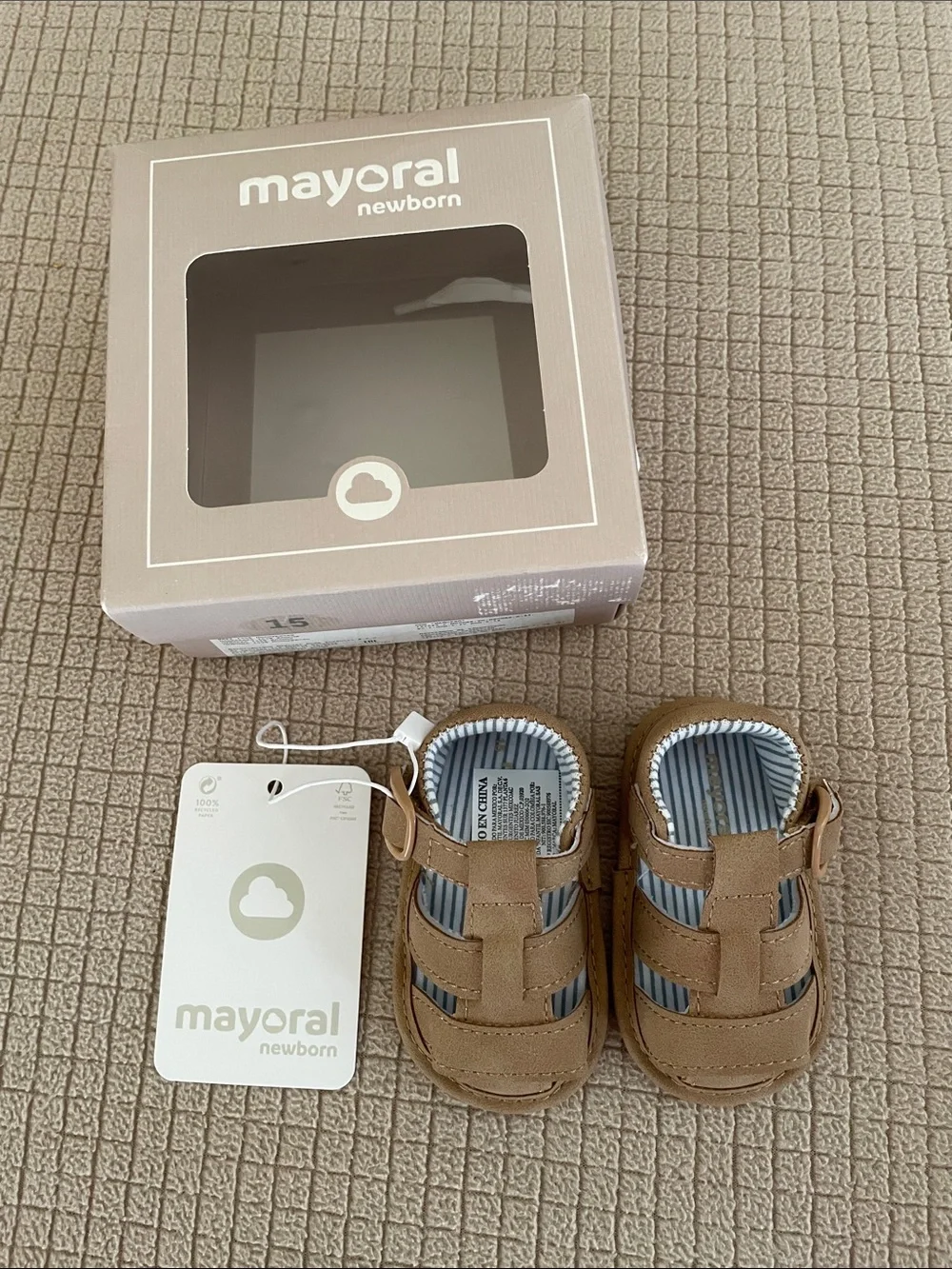 Mayoral Newborn Tan Baby Sandals NWT!